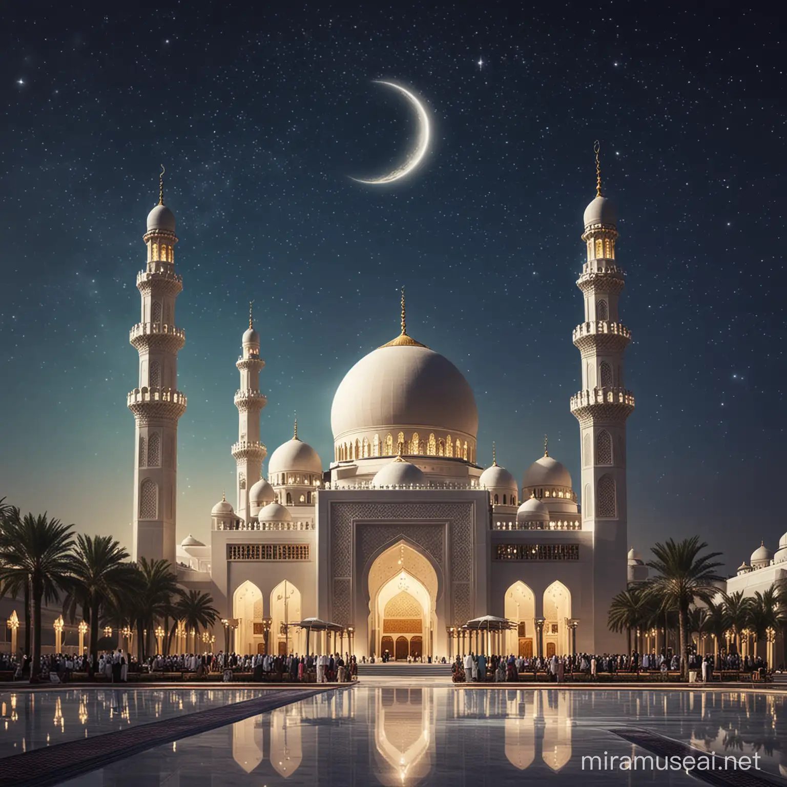 Eid alFitr Celebration at Illuminated Mosque