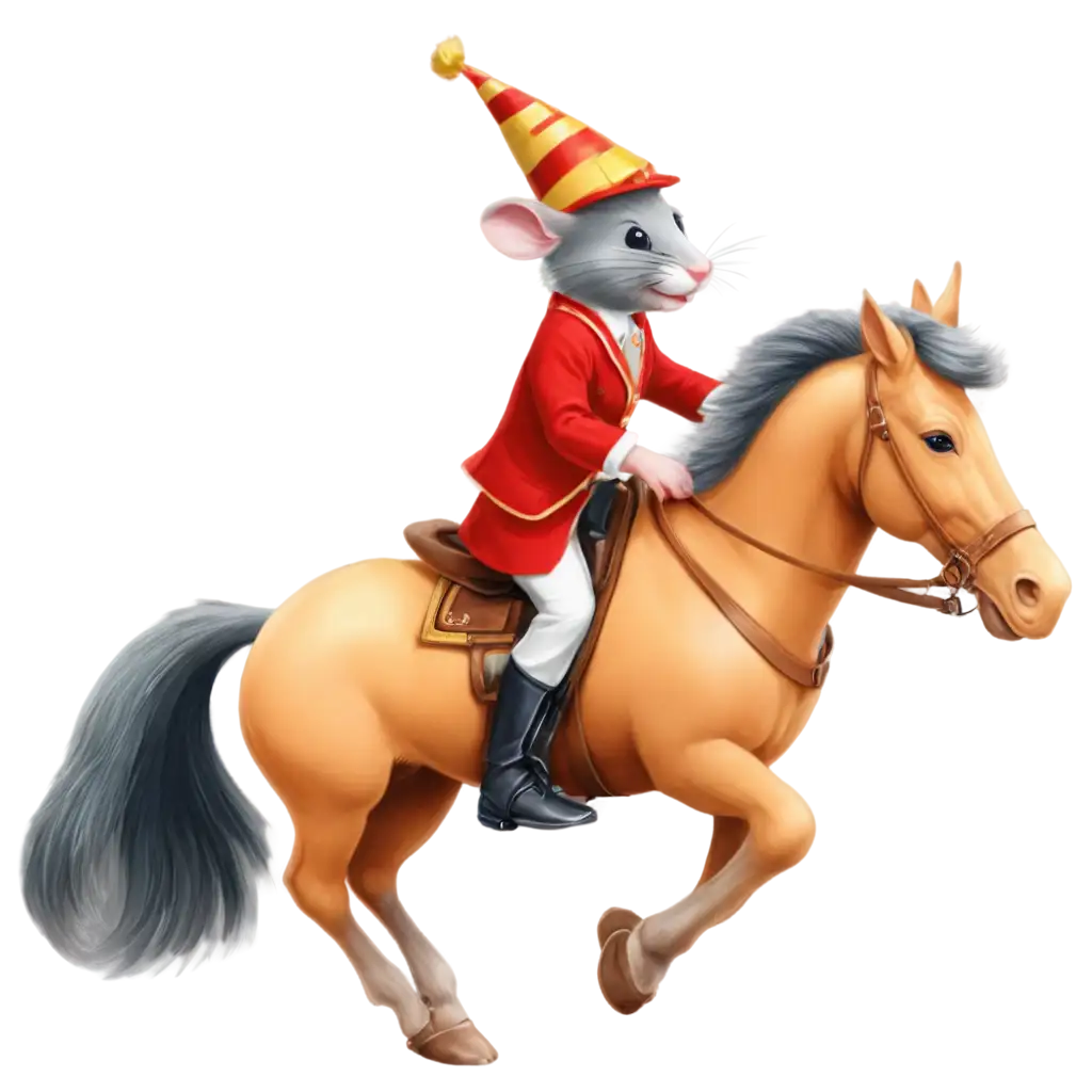 Adorable-Mouse-Riding-Horse-Captivating-PNG-Image-for-Digital-Art-and-Illustration