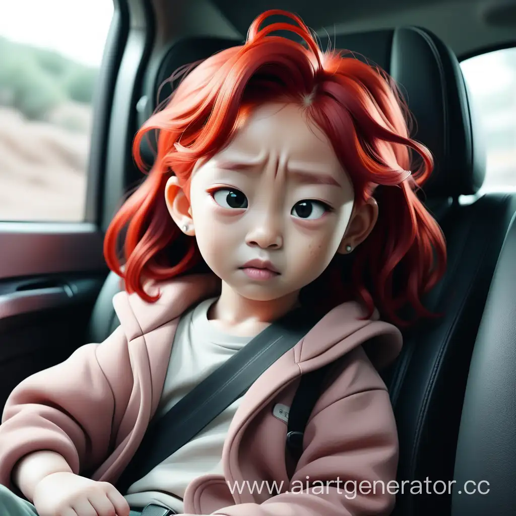 Adorable-ThreeYearOld-Girl-with-Red-Hair-Enjoying-Car-Ride