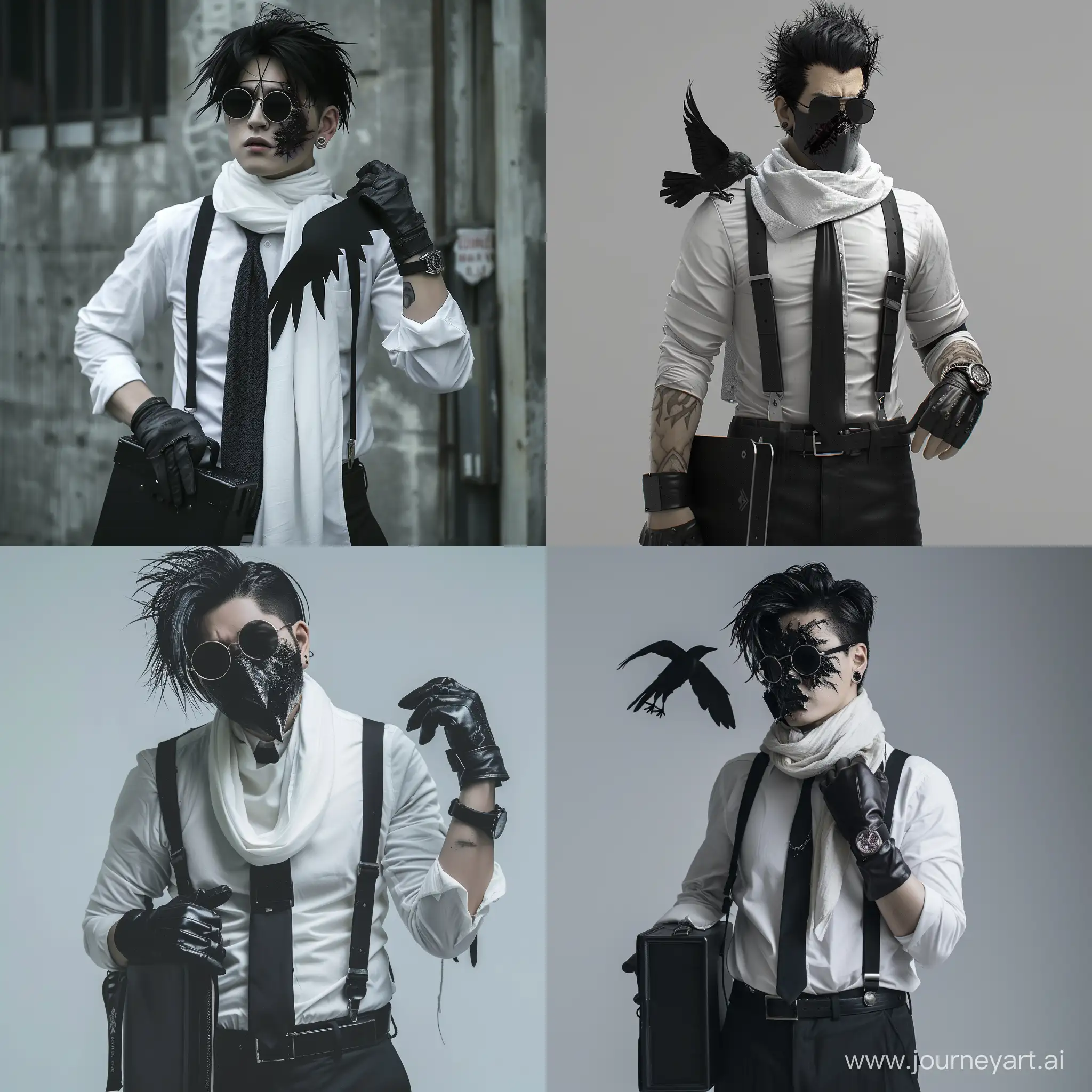 Mysterious-Man-in-90s-Style-with-Crow-Mask-and-Damaged-Face
