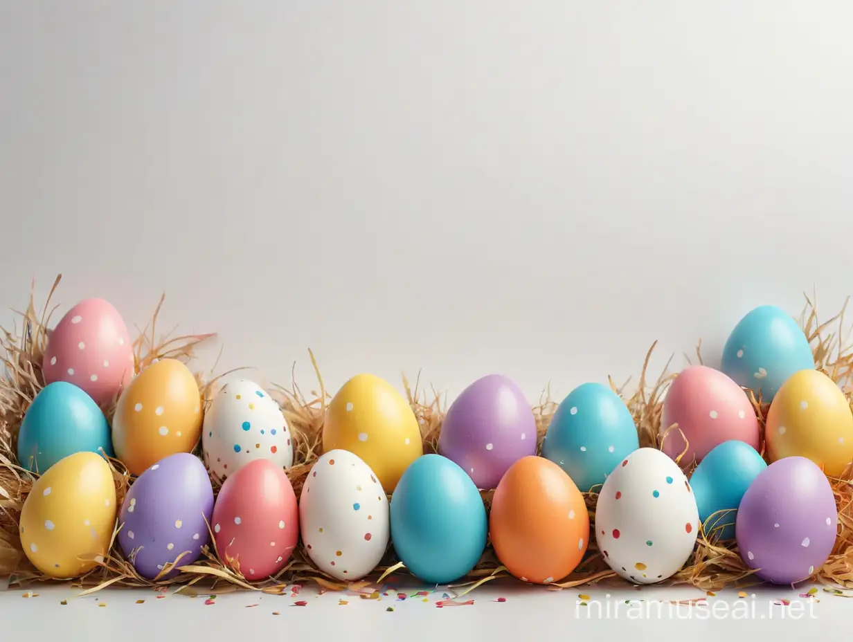 Ultra Realistic 3D Colorful Easter Egg Border on White Background