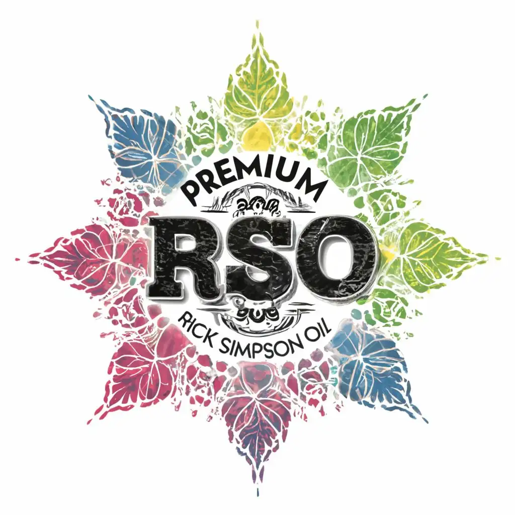 "logo, "Create a visually stunning and informative image showcasing the benefits and quality of Premium RSO (Rick Simpson Oil). Highlight its organic origins, extraction process, and the therapeutic properties that make it a top choice in the realm of holistic health. Incorporate vibrant colors, clear imagery, and concise text to convey the premium nature of RSO, emphasizing its role in promoting wellness and balance.", with the text "Premium RSO", typography"