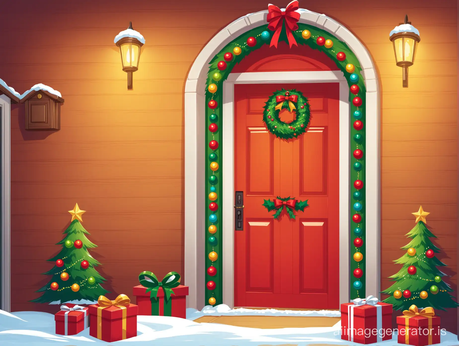 Closed-Front-Door-of-Mr-Santa-Clauss-Home