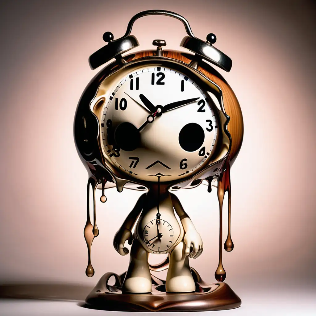 Surreal Munny Dolls with Melted Distorted Clocks