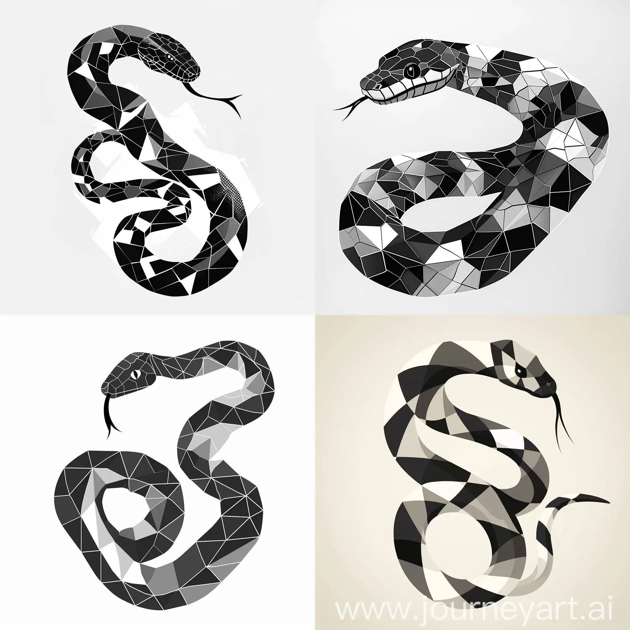 One snake, Geometric black and white snake logo