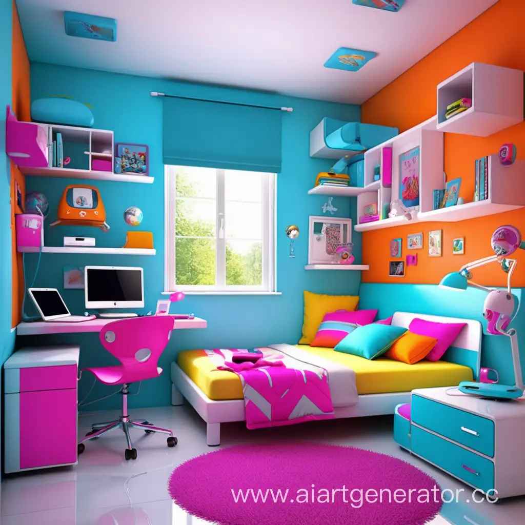 Vibrant-Modern-Teenage-Dream-Room-with-HighTech-Gadgets