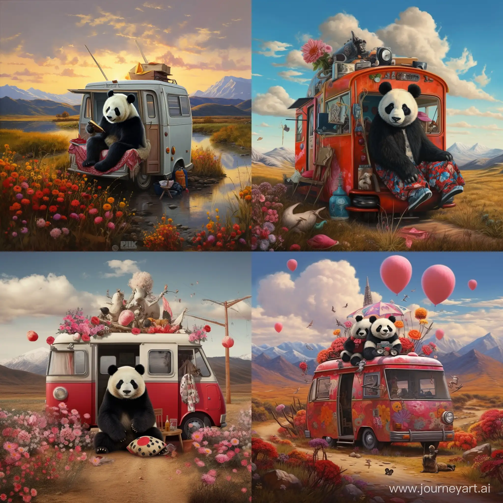 Adventurous-Panda-Bear-Traveling-on-a-Fantastic-Landscape
