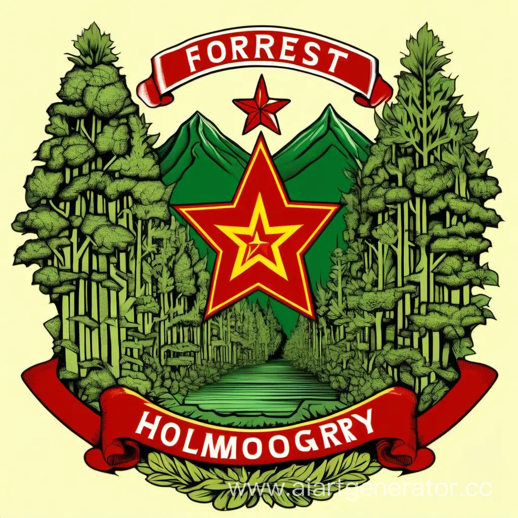 Forest-Community-Coat-of-Arms-Holmogory-District-Tribute-in-Soviet-Union-Style