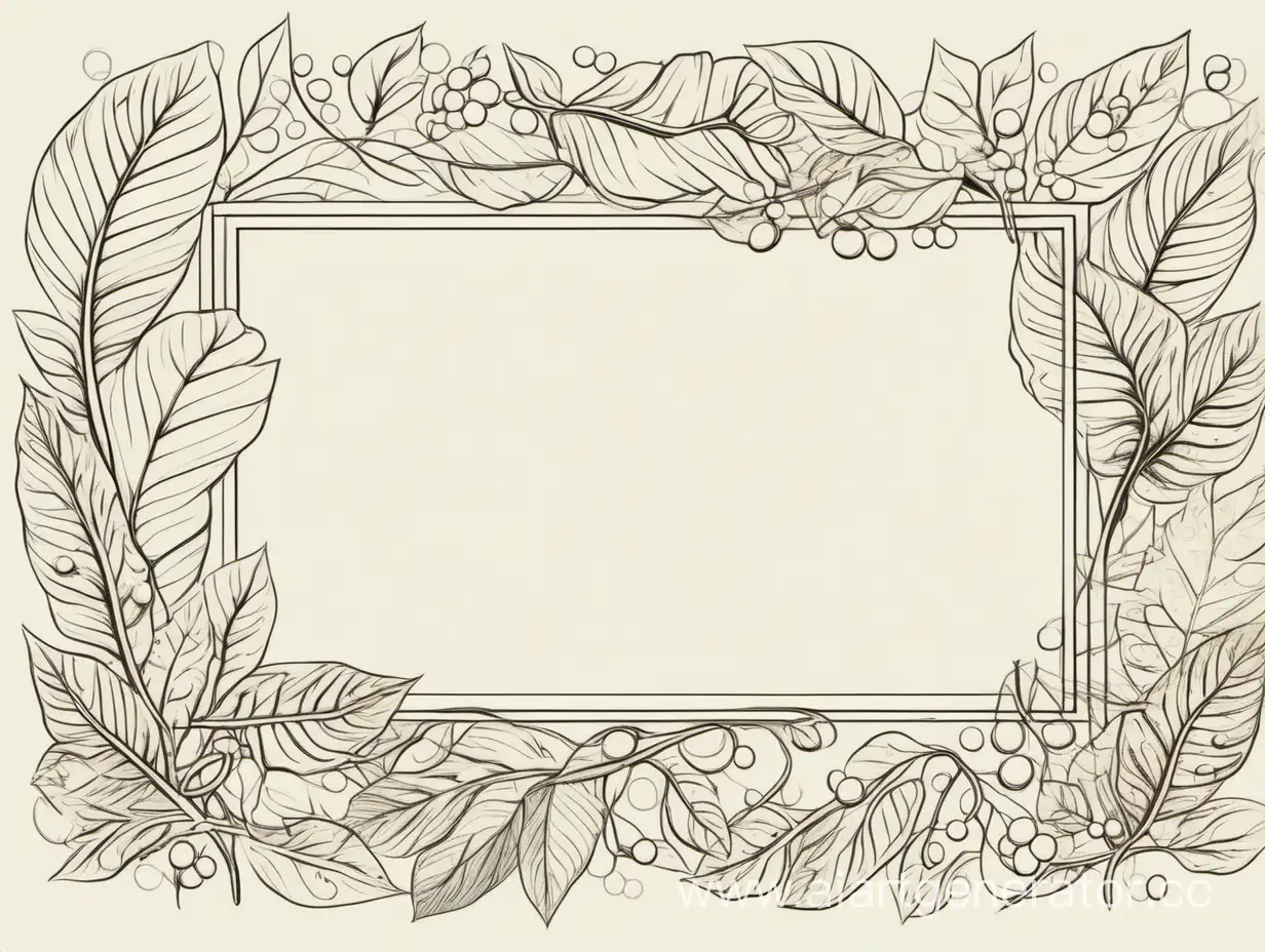 С помощью кругов и линий нарисуй прямоугольную рамку 1548x423 на тематику листьев и ягод