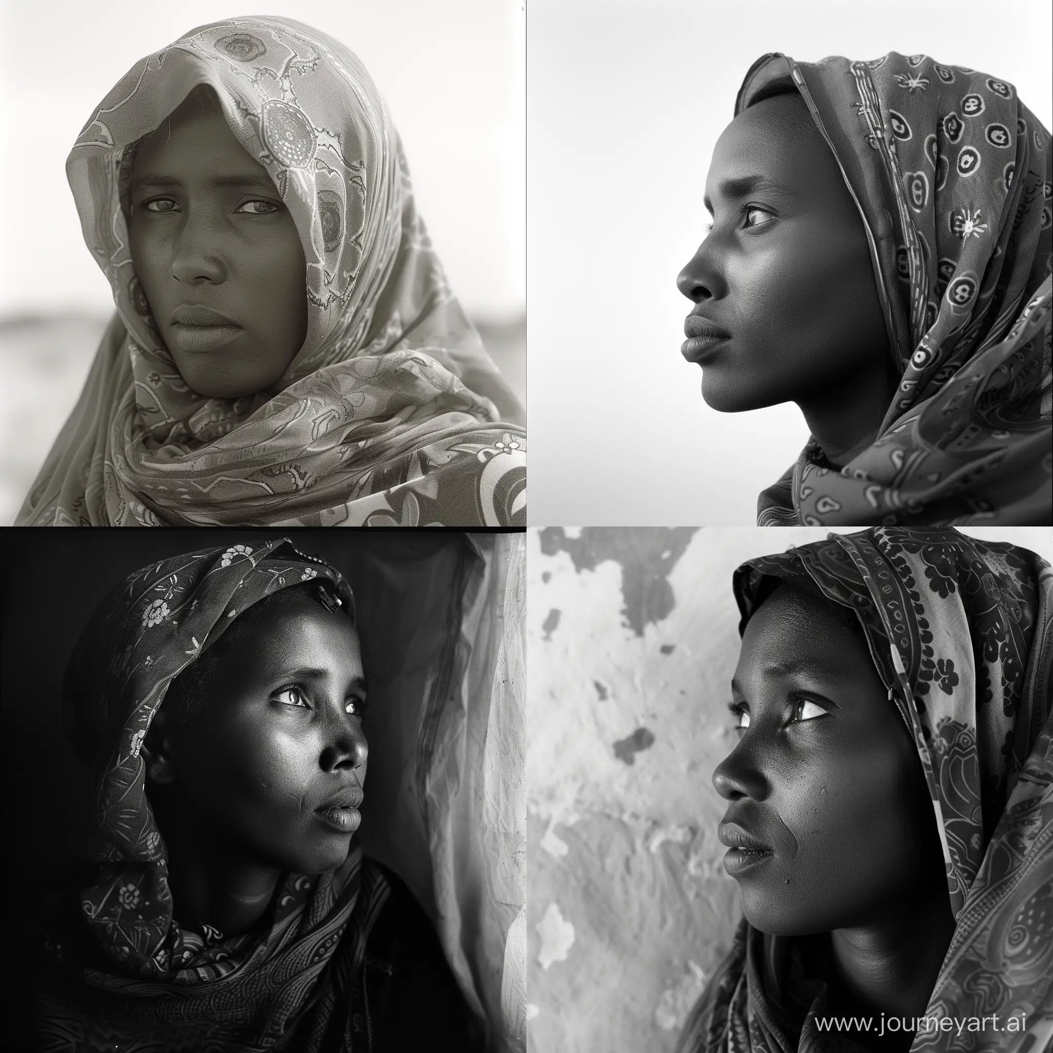 analog monochrome photo portrait of a Somali woman, shot with Ilford HP5+ 400by Cai Guo-Qiang::2

