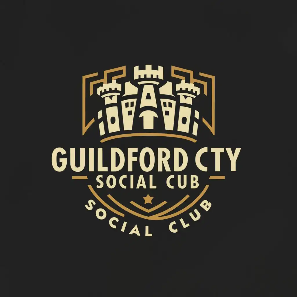 LOGO-Design-For-Guildford-City-Social-Club-Majestic-Castle-Emblem-on-Shield-for-Retail-Branding