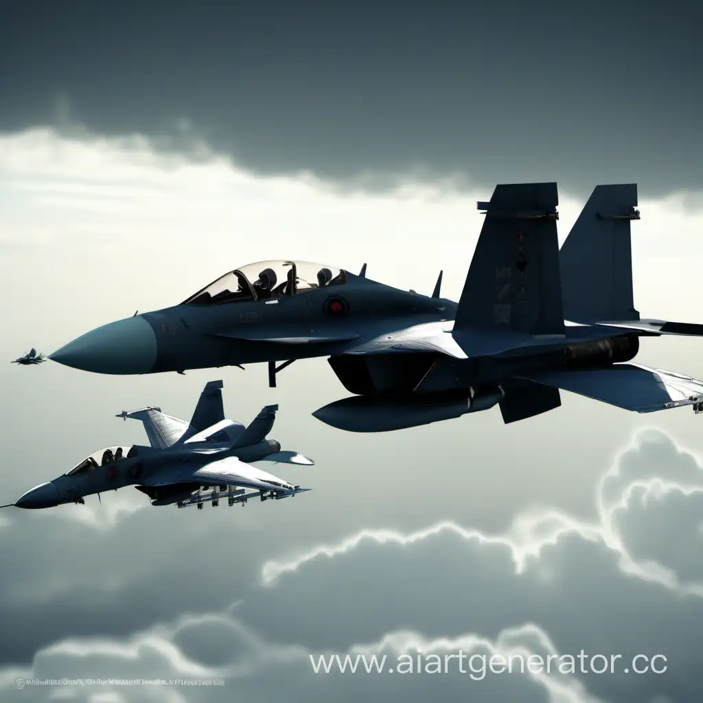 Dynamic-Fighter-Aircraft-Flying-in-Formation