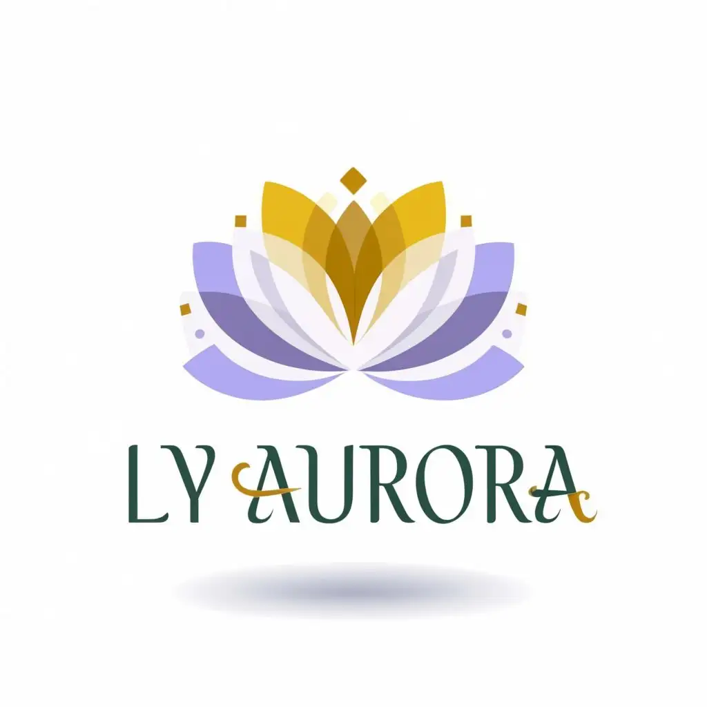 logo, Ly Aurora name with actual champa flower above the name, with the text "Ly Aurora", typography