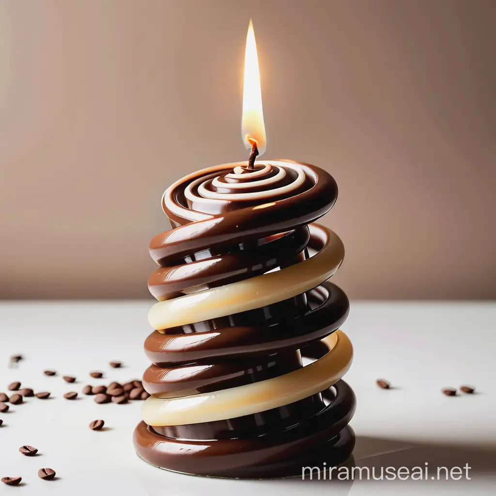 Spiral Aromatic Candle of Coffee and Chocolate Stylized Creative Art