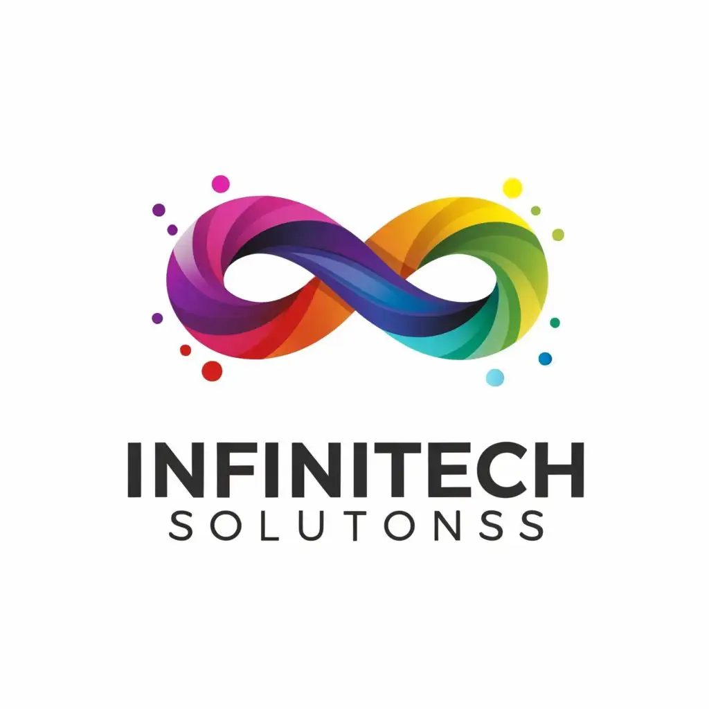 a logo design,with the text "InfiniTech Solutions", main symbol:colorful infinity with white background,Moderate,be used in Technology industry,clear background