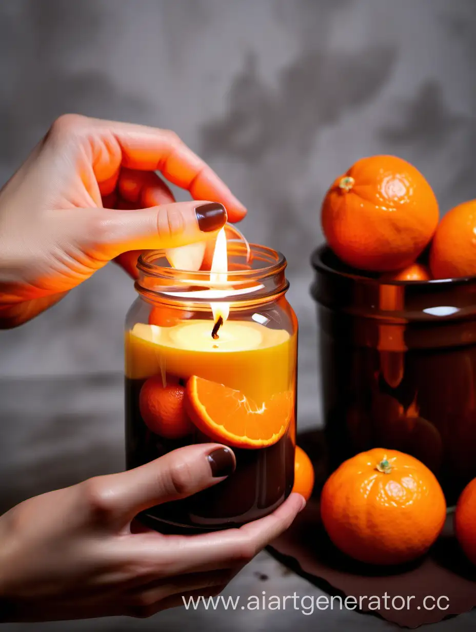 Candlelit-Ambiance-with-Tangerines-and-Liquid-Chocolate