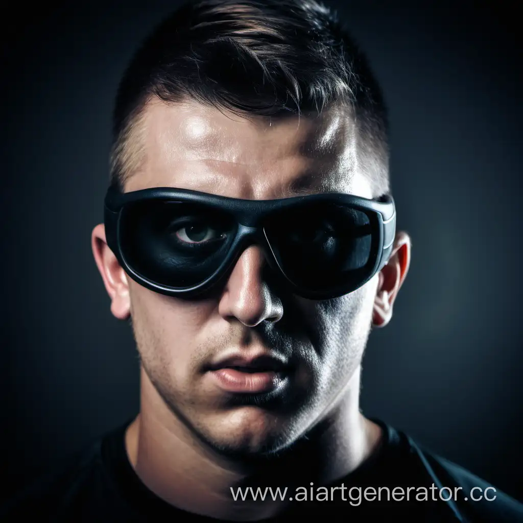 The young man sportsman brutal in dark glasses imperturbable