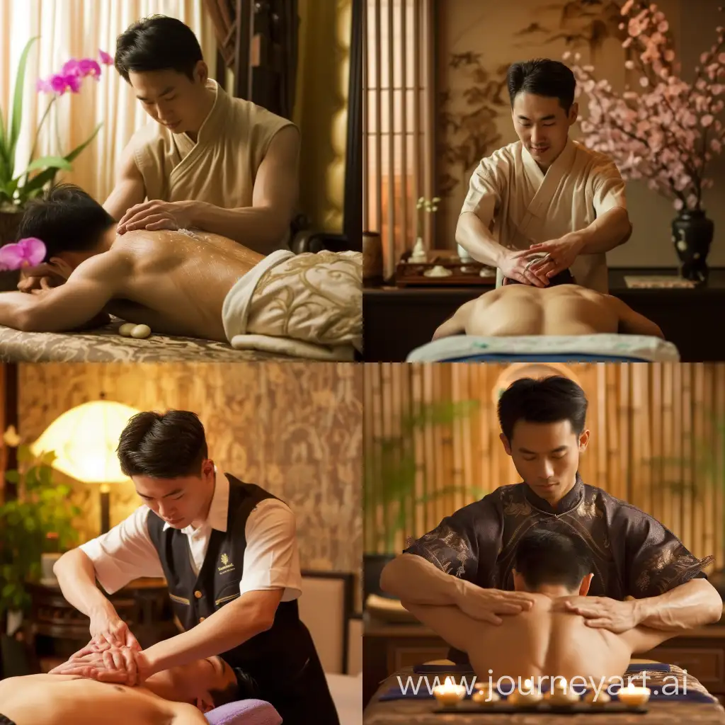 Массажист делает китайский массаж