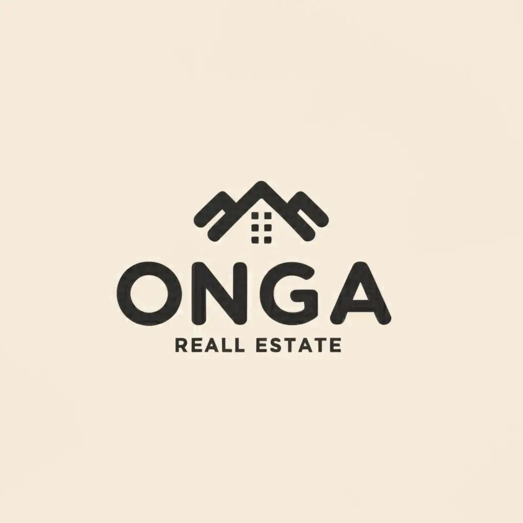 a logo design,with the text "ONGBA", main symbol:Cottages,Minimalistic,be used in Real Estate industry,clear background