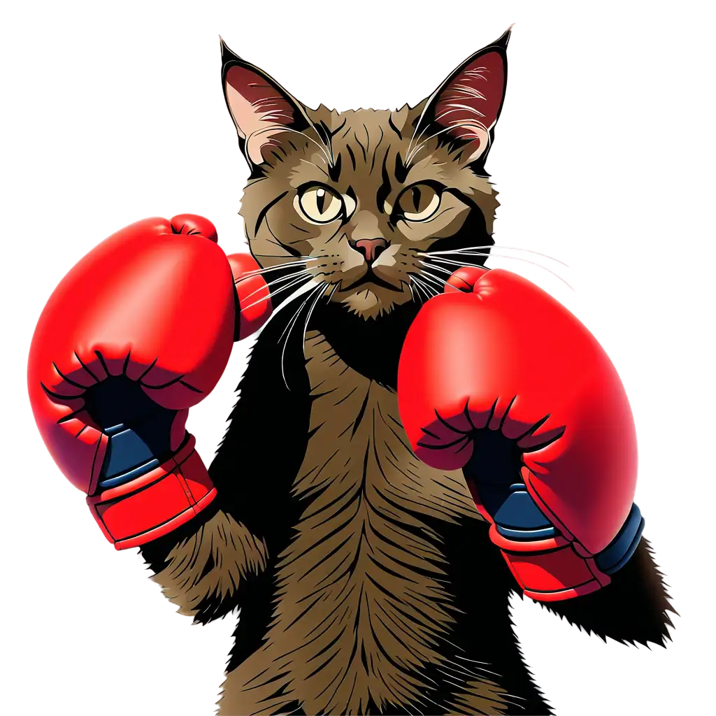 Dynamic-PNG-Illustration-of-a-Cat-with-Two-Boxing-Gloves