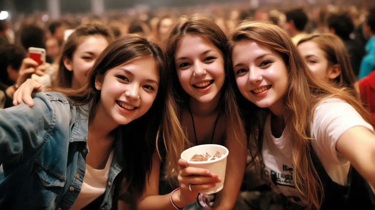 Make pictures of girls and men at a indoor festival  Happy and cute. lhbtiq+ 
