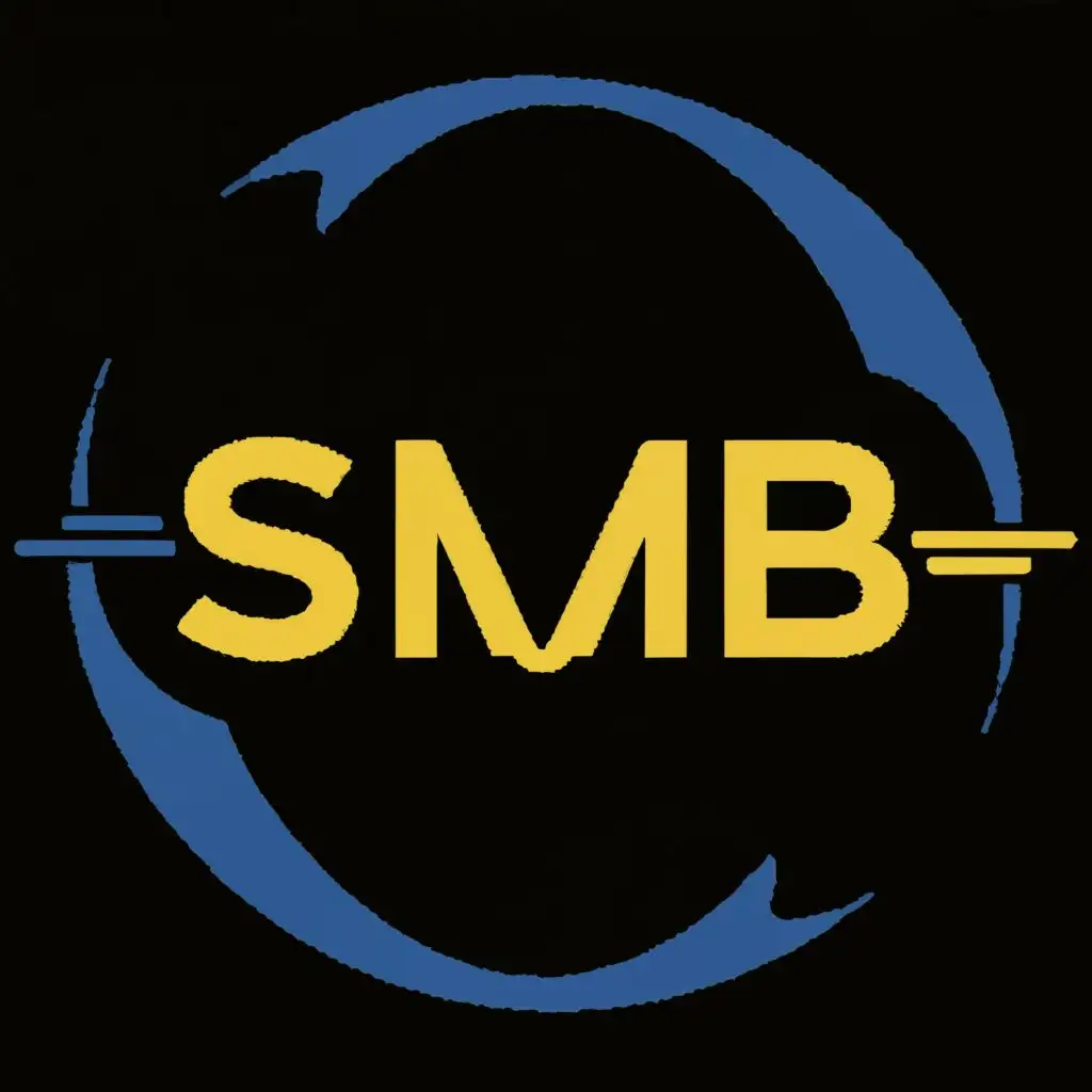 logo, SERVINCE FINANCIAL, COLOR YEOLLOW AND background BLUE, with the text "SMB", typography, be used in Finance industry