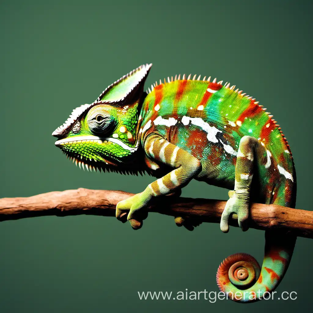 Colorful-Chameleon-Camouflaged-in-Vibrant-Jungle-Foliage