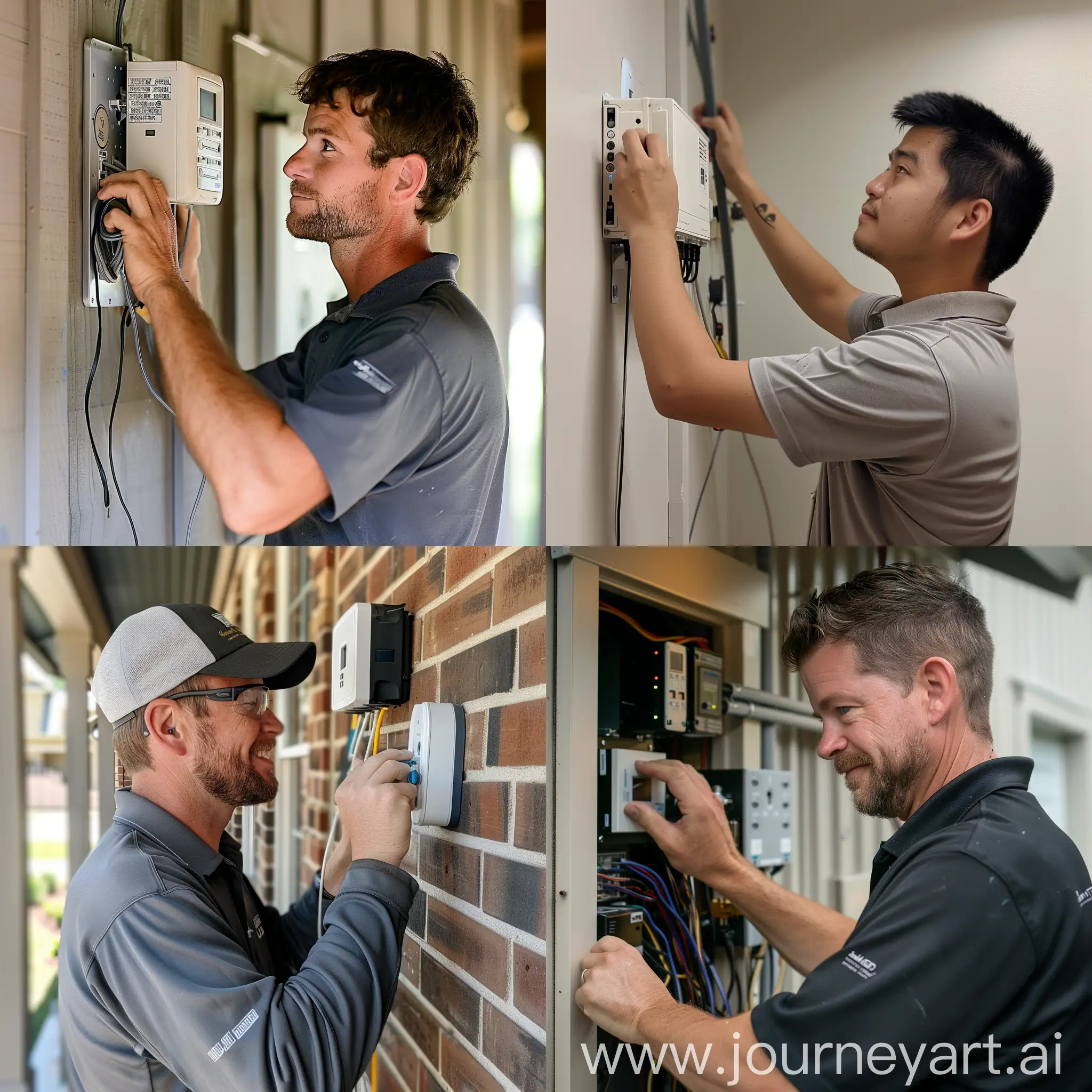 Technician-Installing-Security-System-at-Residential-Property