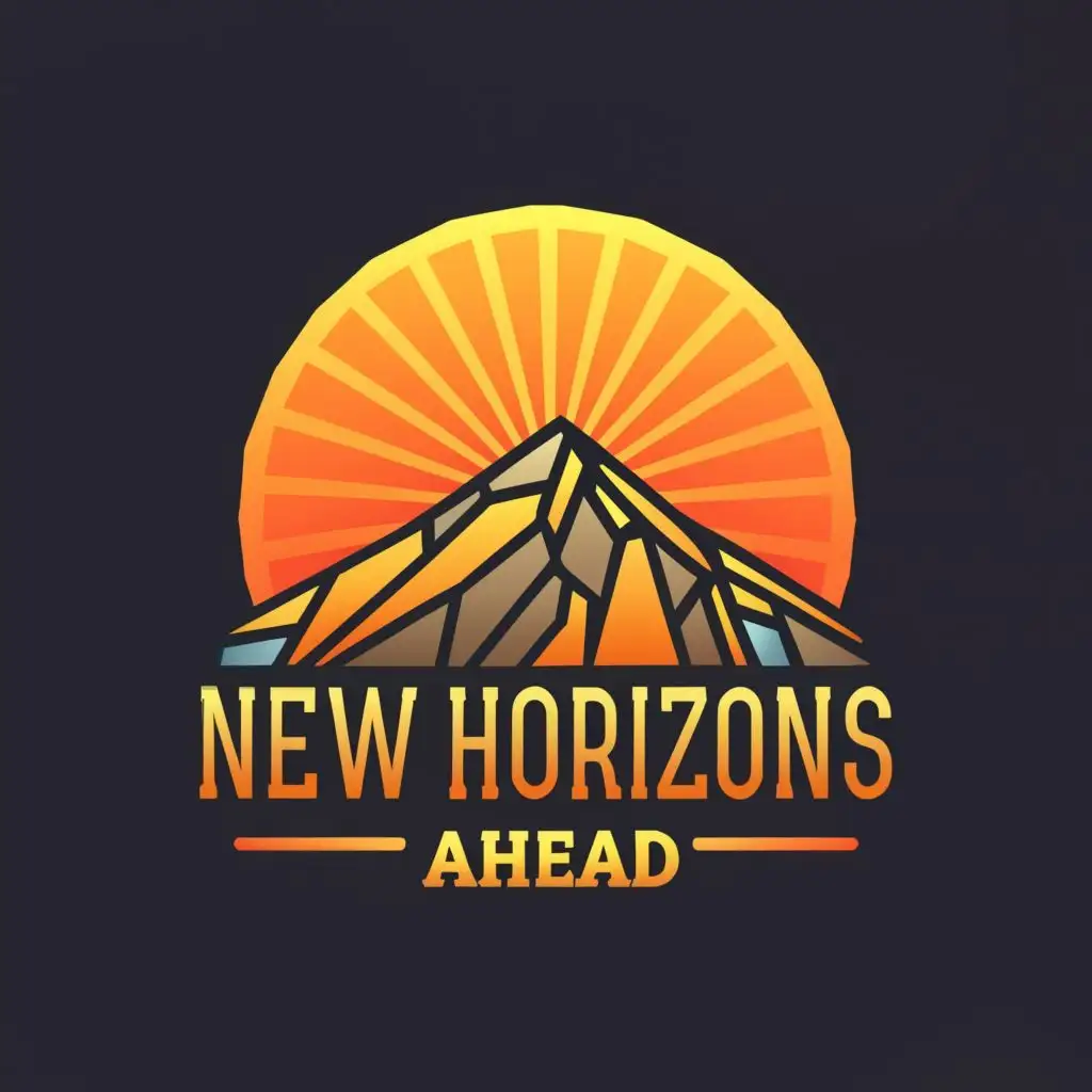 a logo design,with the text "A stylized sun rising over a mountain, representing hope and progress. Colors: Orange for energy and Yellow for optimism. Slogan: “New Horizons Ahead”", main symbol:Campain for Tayah Graham for president
,complex,be used in Education industry,clear background