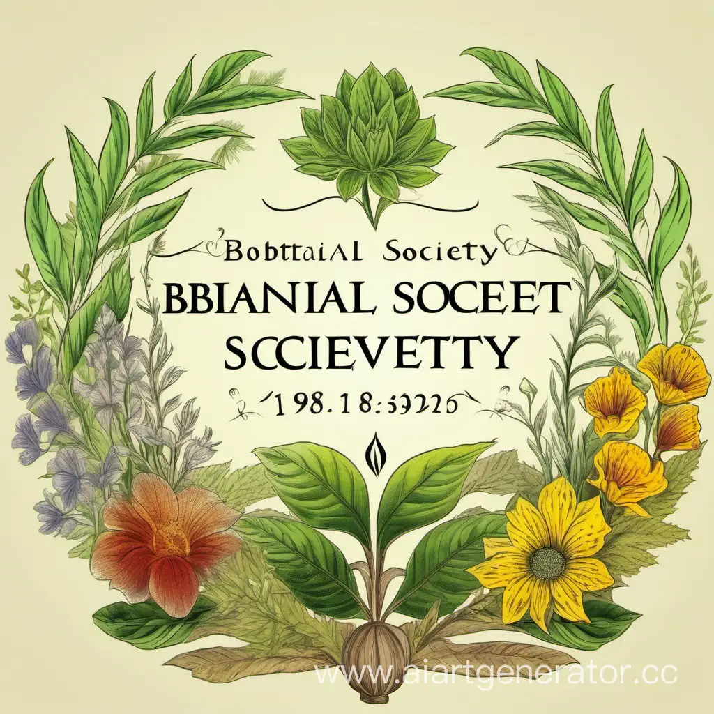 Vibrant-Botanical-Society-Emblem-with-Artistic-Inscriptions