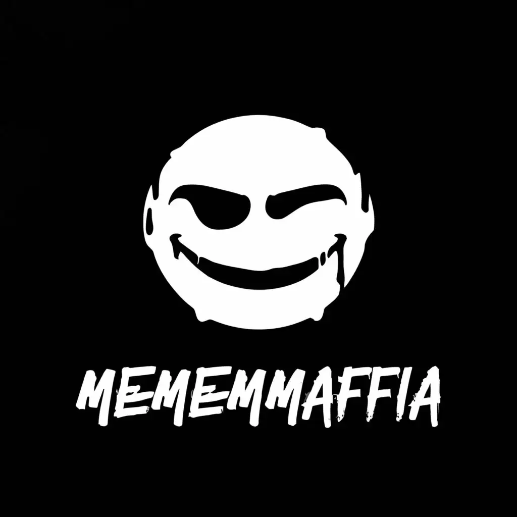 a logo design,with the text "MEMEmafia", main symbol:These is for a youtube channel it is all about meme in all online platform have black and white colour only,Moderate,be used in Entertainment industry,clear background