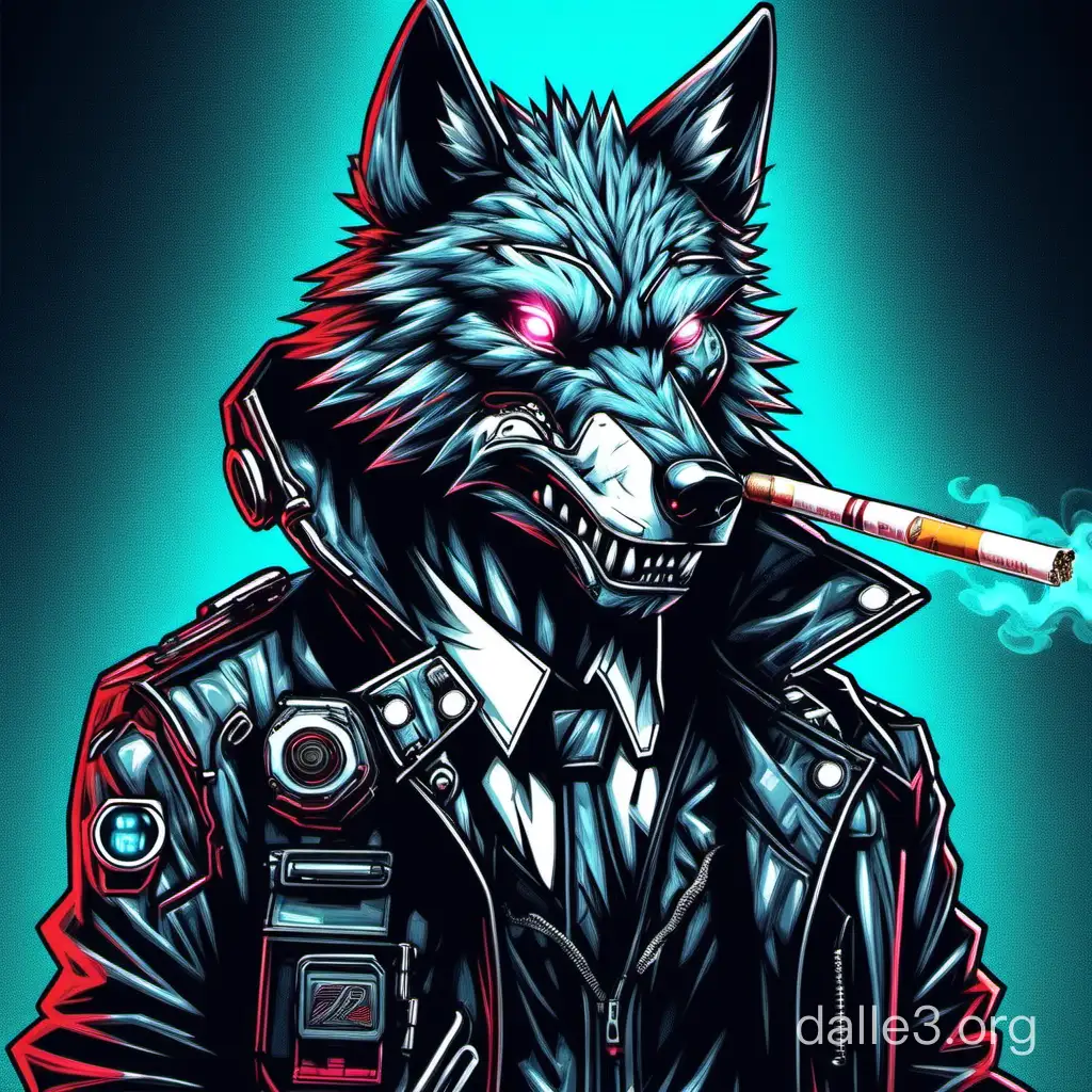 Cyberpunk Wolf Smoking a Cigarette | Dalle3 AI