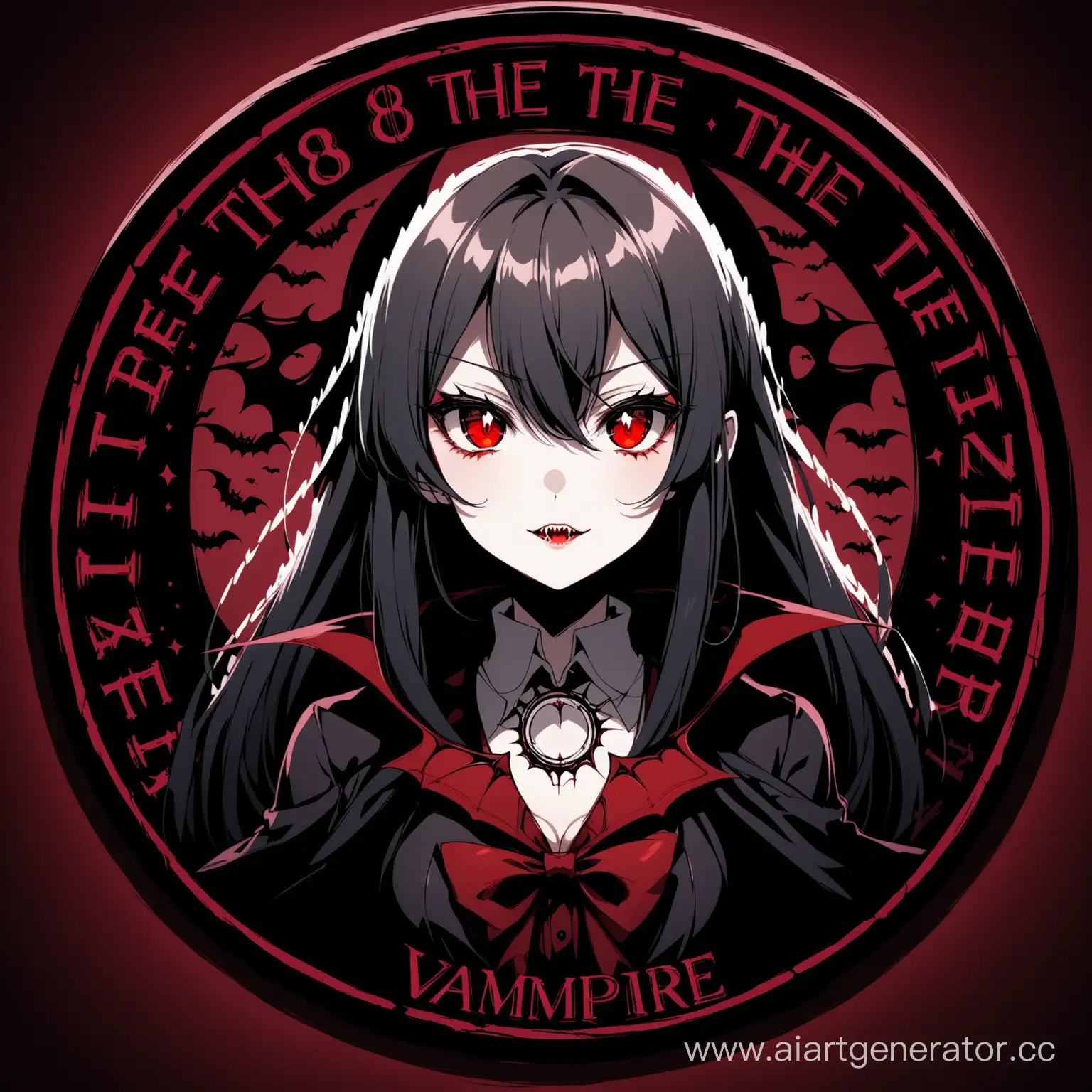 Anime vampire girl, dark tones, the inscription in the middle is VV83, circle the girl and the inscription with an outline