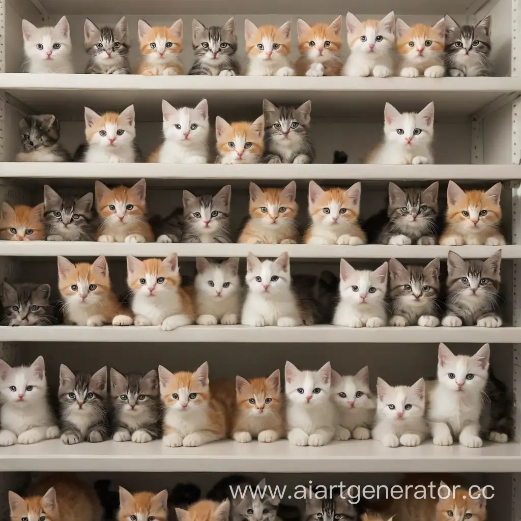 Adorable-Kittens-Playing-on-Shelves