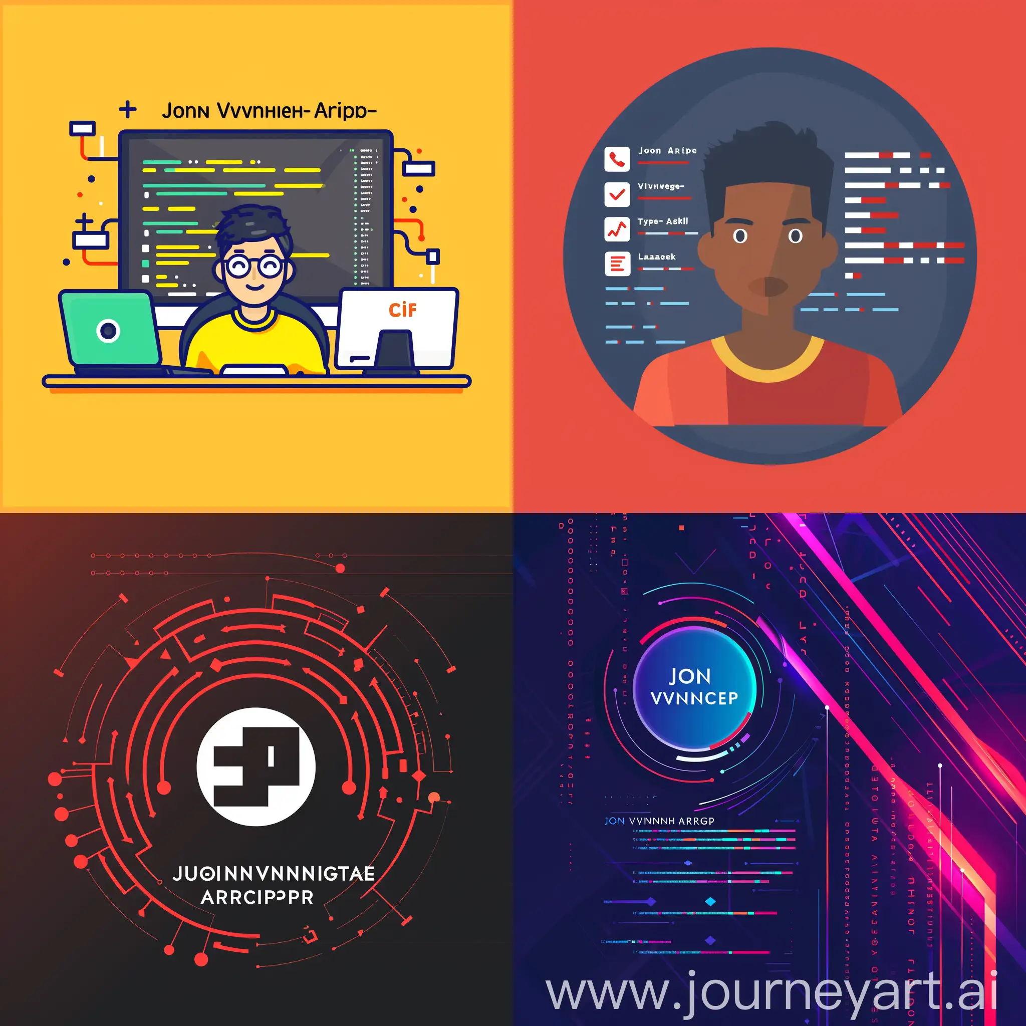 linkedin banner with my name: Jhonn Vincent Arcipe and title: Software Engineer skill icon Java, Javascript,Typescript, Php, Laravel, Git make it minimalist abstract and artistic