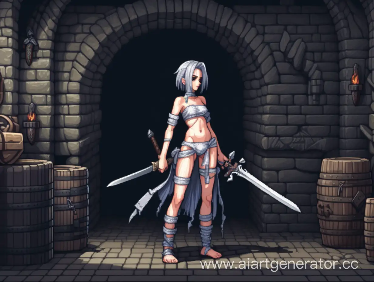 Dark-Fantasy-Pixel-Art-DaggerWielding-Girl-in-Dungeon