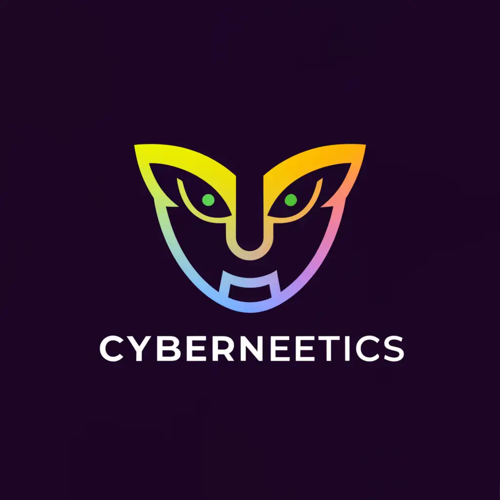 a logo design,with the text "CYBERNETICS", main symbol:AFRICAN TRADITIONAL MASK FACE,Minimalistic,be used in Technology industry,clear background