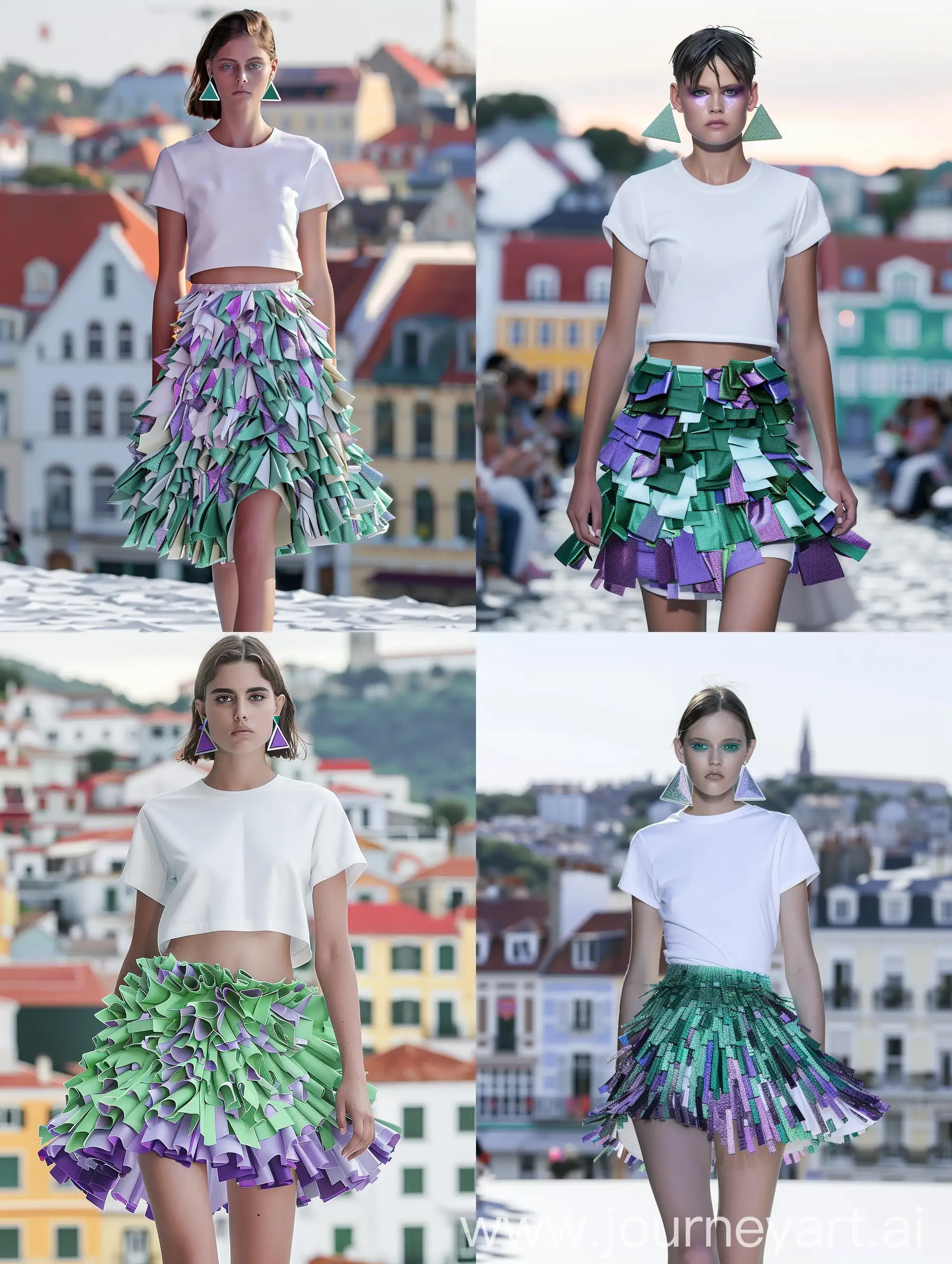 Stylish-Model-Strides-in-Vibrant-Skirt-on-Urban-Runway