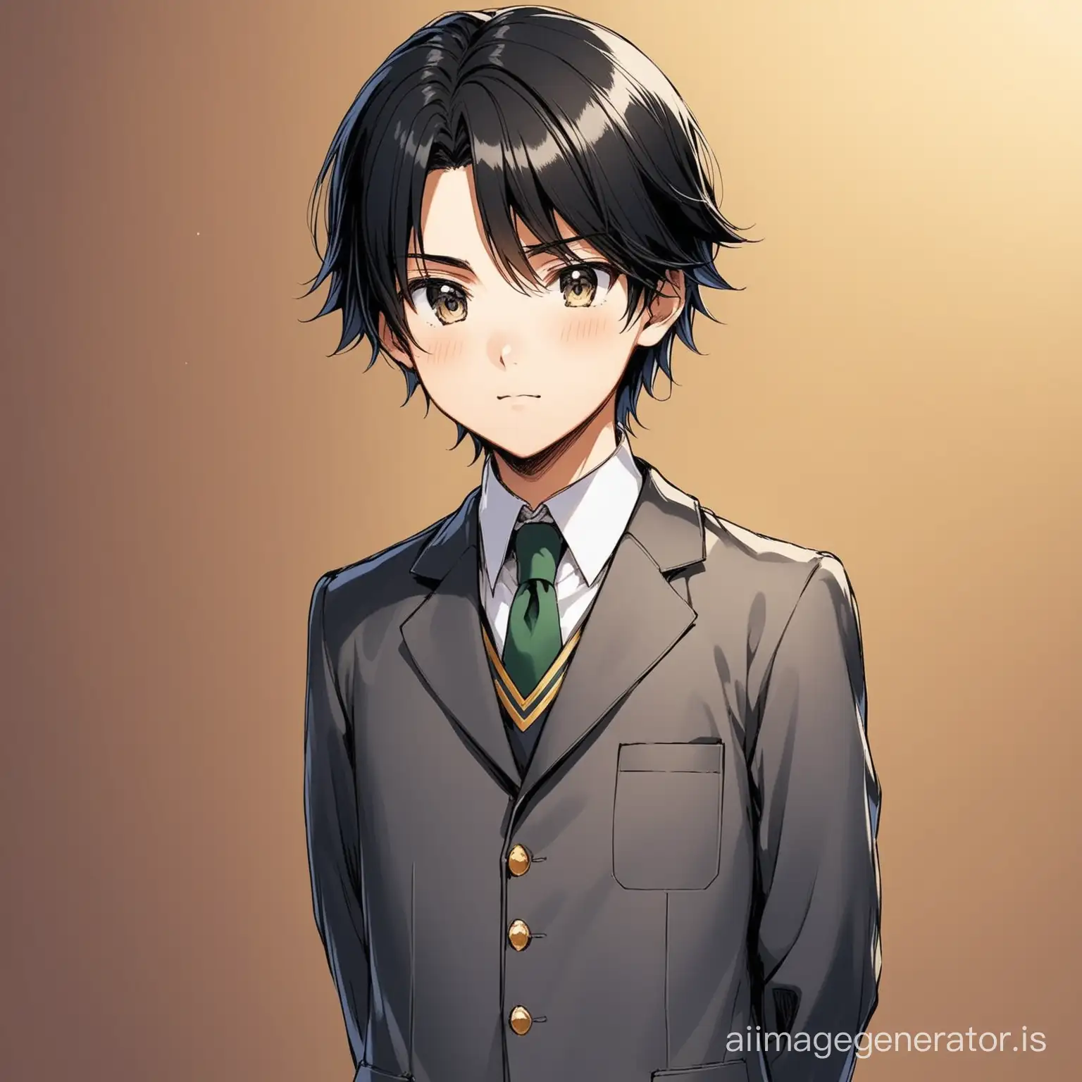 The black-haired prince wearing a 12-year-old school uniform