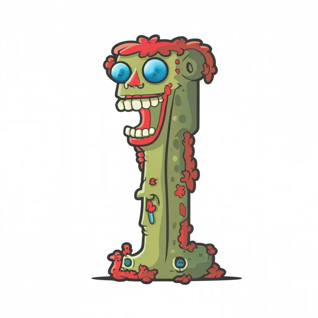 LOGO-Design-For-Cute-Zombie-I-HighQuality-Cartoon-Style-English-Alphabet-Letter-I-with-Zombie-Character