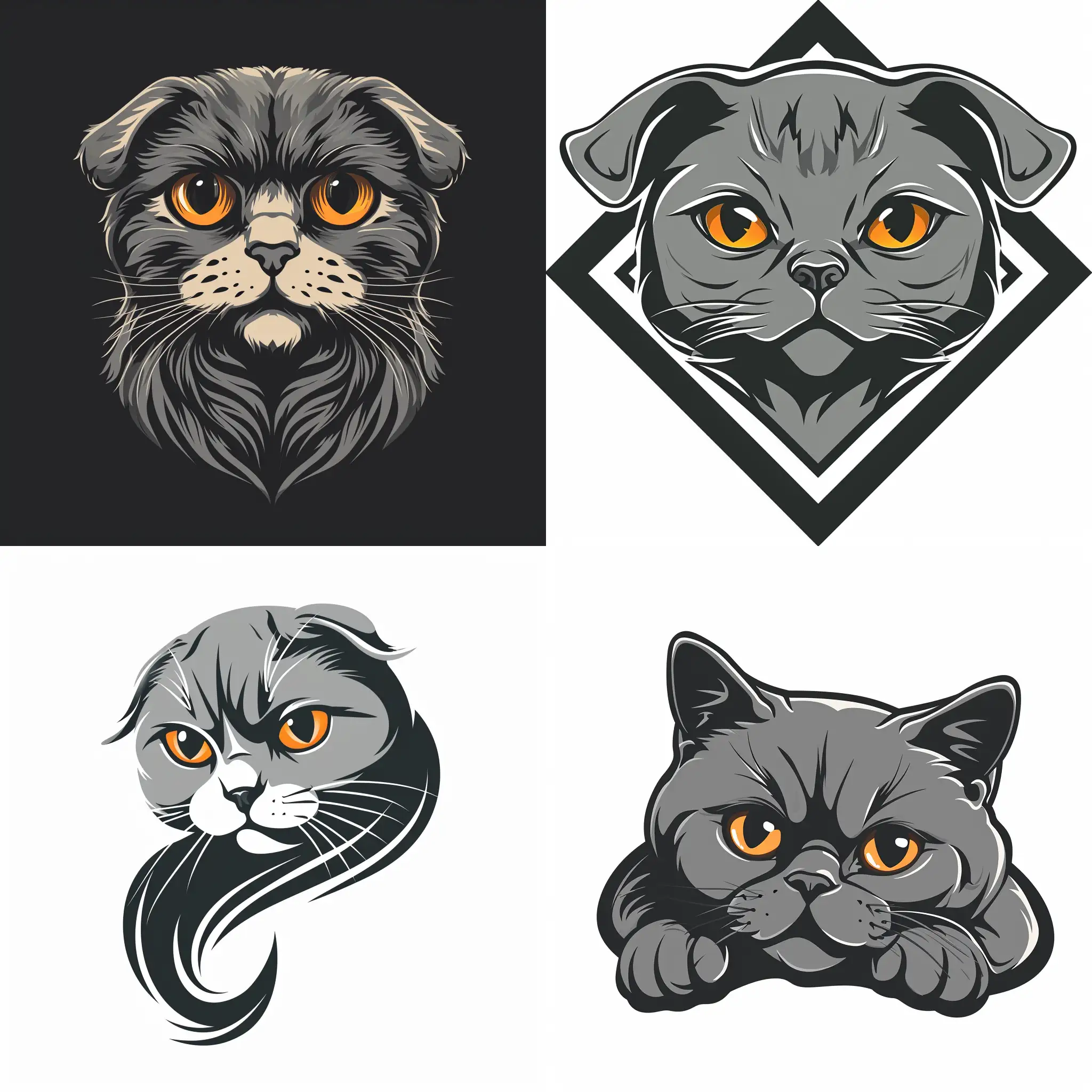 Symmetric-Logo-AmberEyed-Gray-Scottish-Fold-Shorthair-Cat