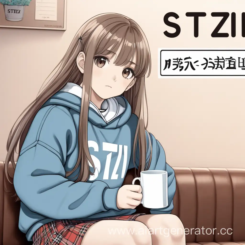 Anime-Style-Schoolgirl-Relaxing-with-StZi-Mug-on-Couch