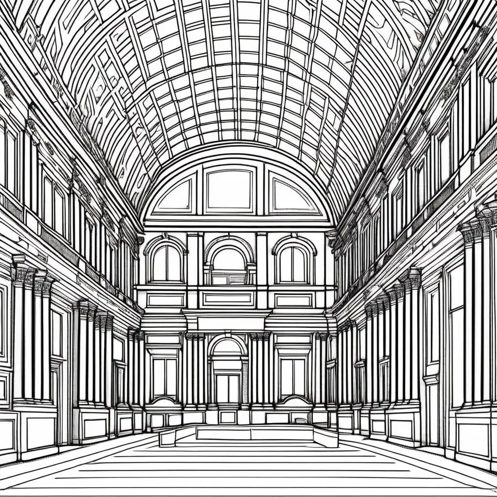 Louvre Museum Coloring Page for Relaxation and Creativity