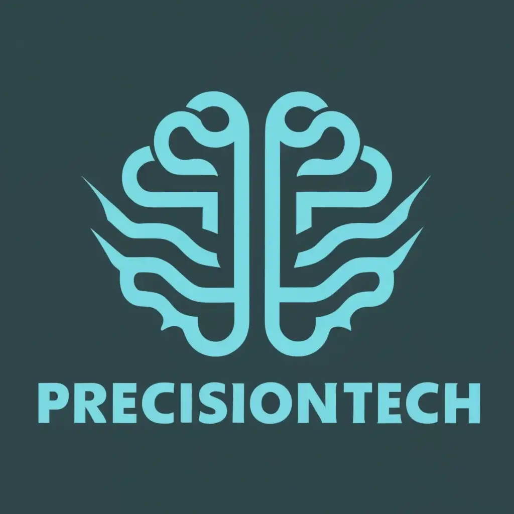 logo, Brain, with the text "PrecisionTech", typography, be used in Technology industry