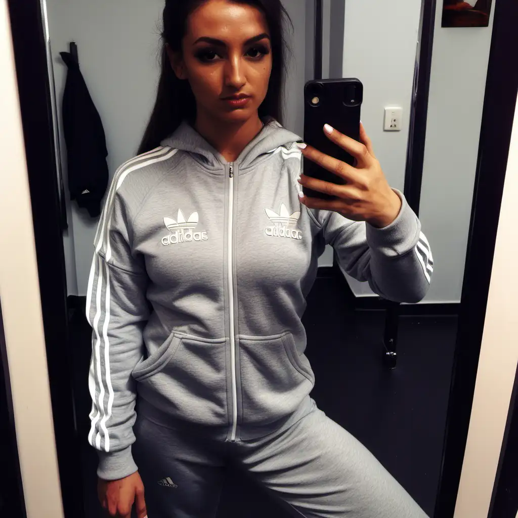 Adidas Tracksuit Gym Mirror Selfie Sporty Fashion Statement