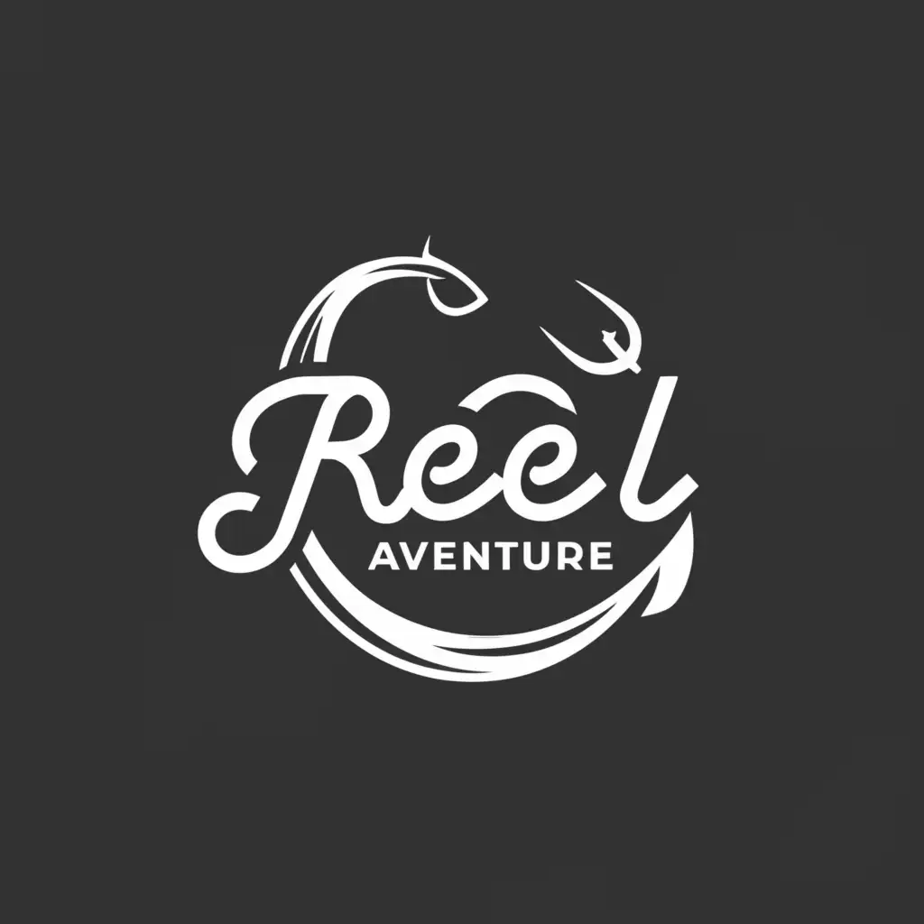 a logo design,with the text "Reel Adventure", main symbol:fishing hook,Moderate,be used in Entertainment industry,clear background