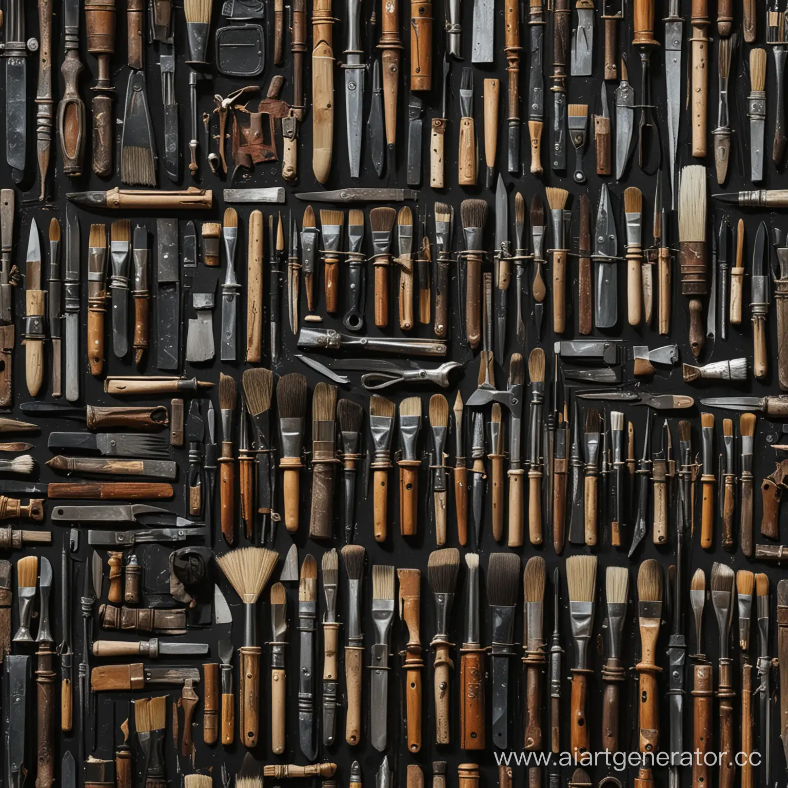 Artistic-Workshop-Tools-and-Materials-on-Black-Background