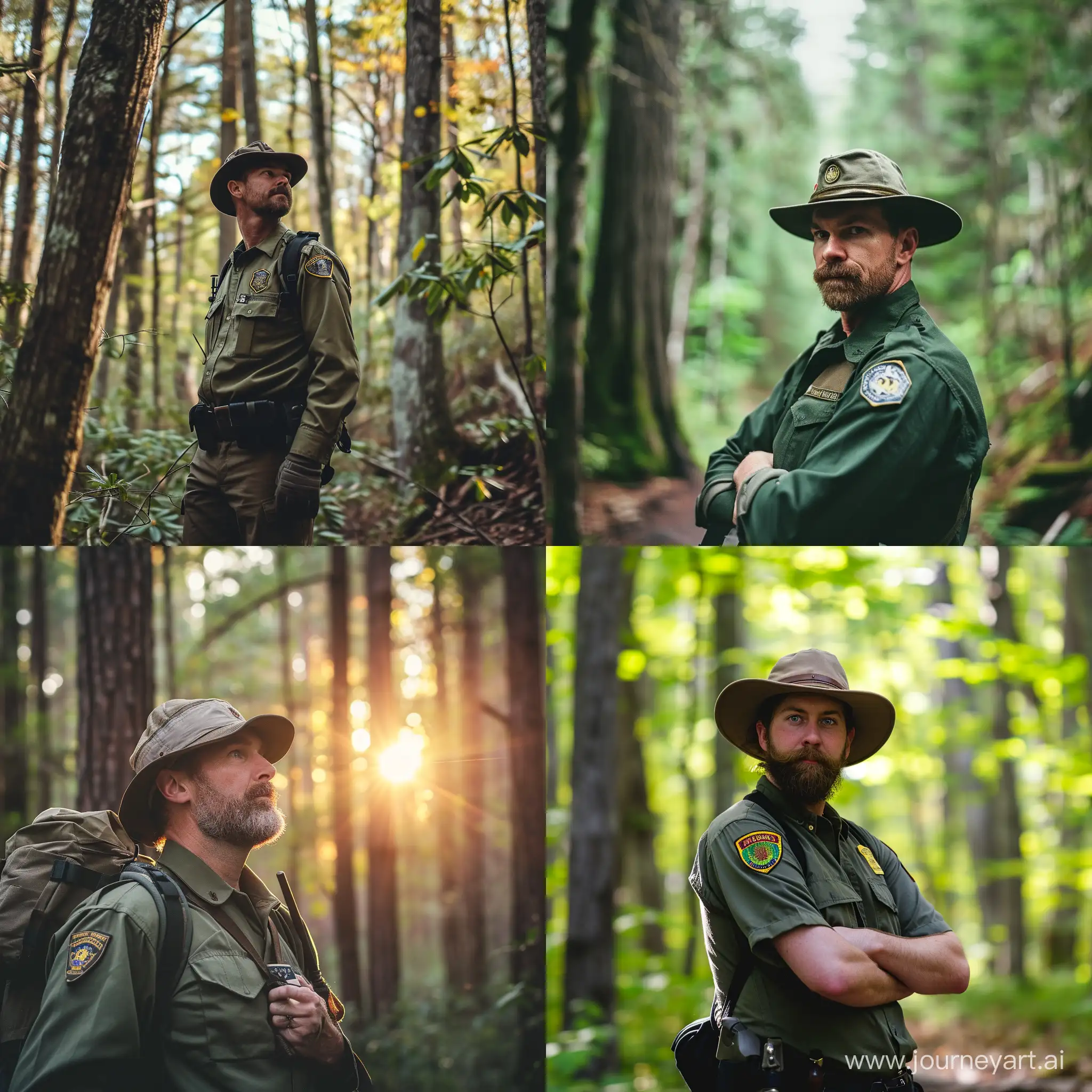 guardia forestale nel bosco
