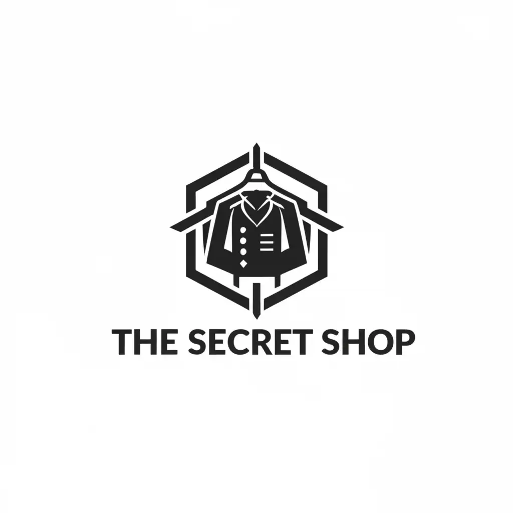 a logo design,with the text "The Secret Shop", main symbol:A store of modern conservative clothing. The logo text is bright.,Moderate,clear background