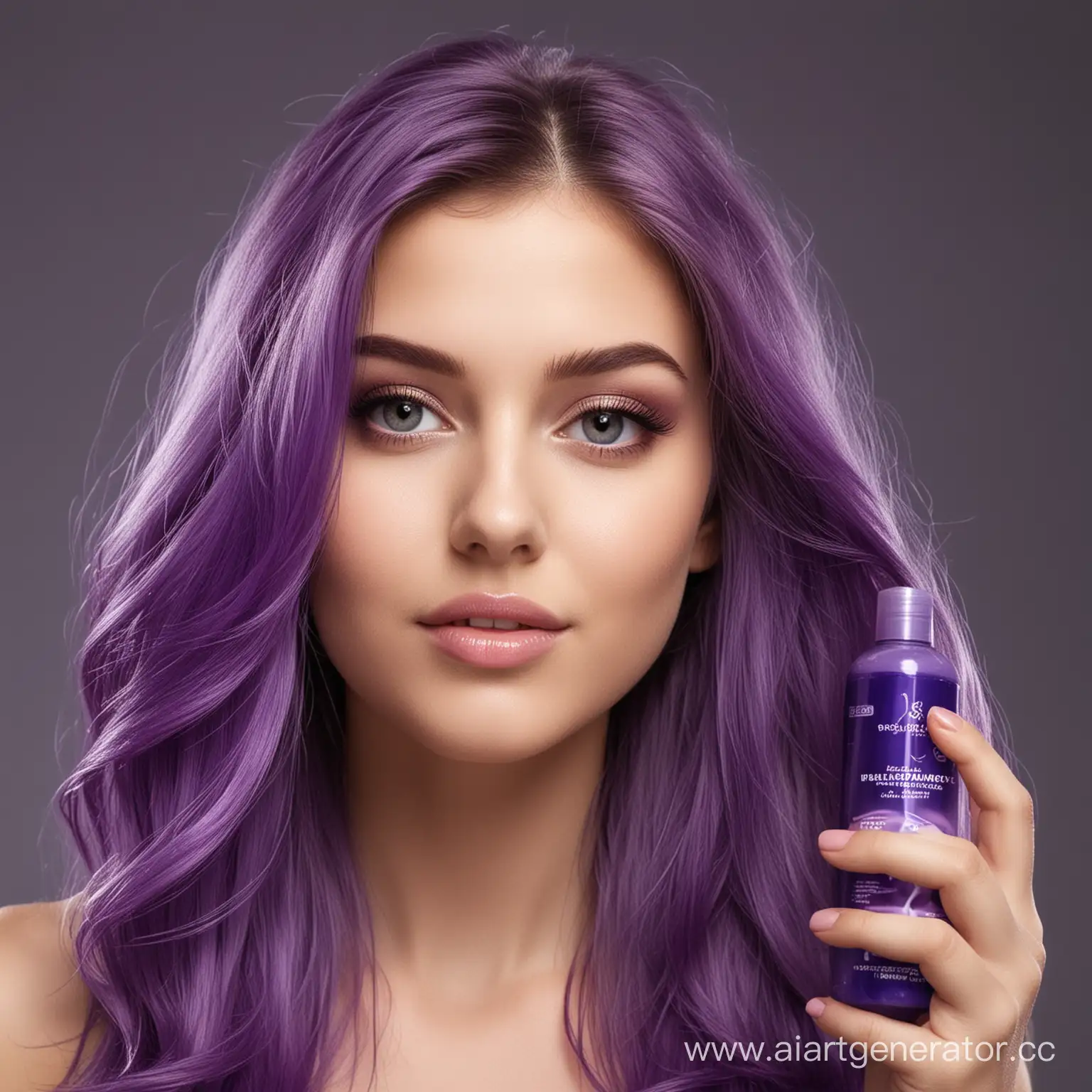 Young-Woman-Promoting-Purple-Shampoo
